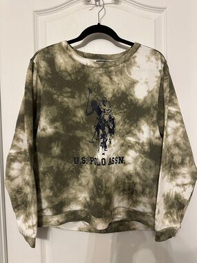 U.S. Polo Assn. Olive and White Tie-Dye Logo Sweatshirt unisex